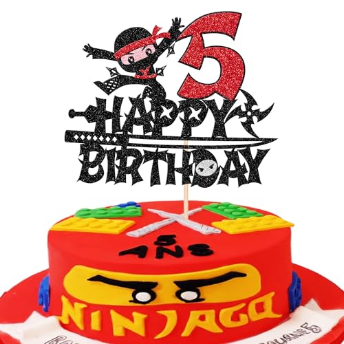 1 Stück Ninja 5th Tortendeko Happy Birthday Ninja Cake Topper Kampfsport Karate Kung Fu Krieger Kuchendekoration für Ninja Thema Kinder 5th Geburtstag Party Kuchen Dekorationen 1 Stück Ninja 5th Tortendeko Happy Birthday Ninja Cake Topper Kampfsport Karate Kung Fu Krieger Kuchendekoration für Ninja Thema Kinder 5th Geburtstag Party Kuchen Dekorationen von SYKYCTCY