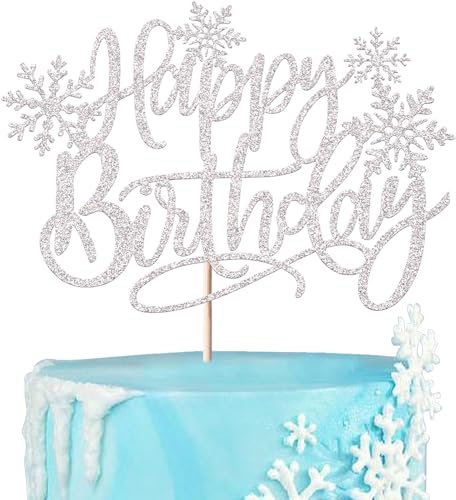 1 Stück Schneeflocken Tortendeko Glitzer Happy Birthday Winter Kuchen Deko Gefrorenes Thema Cake Topper für Eingefroren Thema Geburtstag Party Weihnachten Baby Dusche Kuchen Dekoration Silber 1 Stück Schneeflocken Tortendeko Glitzer Happy Birthday Winter Kuchen Deko Gefrorenes Thema Cake Topper für Eingefroren Thema Geburtstag Party Weihnachten Baby Dusche Kuchen Dekoration Silber von SYKYCTCY