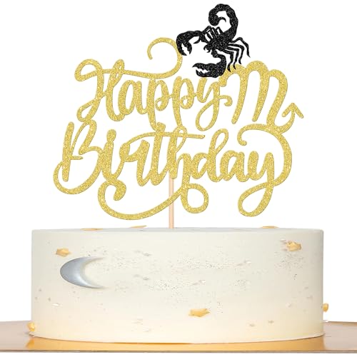 1 Stück Skorpion Tortendeko Glitter Happy Birthday Cake Topper 12 Sternbild Skorpion Kuchen Deko für Oktober November Horoskop Astrologie Geburtstag Party Kuchen Dekoration Gold Schwarz 1 Stück Skorpion Tortendeko Glitter Happy Birthday Cake Topper 12 Sternbild Skorpion Kuchen Deko für Oktober November Horoskop Astrologie Geburtstag Party Kuchen Dekoration Gold Schwarz von SYKYCTCY