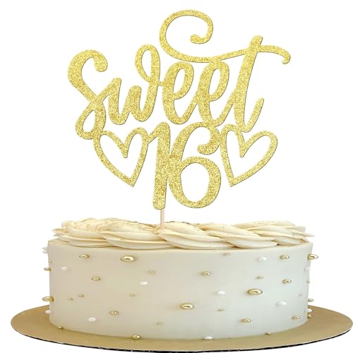 1 Stück Sweet 16 Cake Topper Glitzer Teenager 16th Kuchen Deko Prost bis 16 Tortendeko für Prost auf 16th Thema Geburtstag Jahrestag Party Kuchen Dekorationen Gold 1 Stück Sweet 16 Cake Topper Glitzer Teenager 16th Kuchen Deko Prost bis 16 Tortendeko für Prost auf 16th Thema Geburtstag Jahrestag Party Kuchen Dekorationen Gold von SYKYCTCY