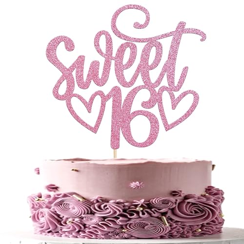1 Stück Sweet 16 Cake Topper Glitzer Teenager 16th Tortendeko Prost auf 16 Geburtstag Kuchen Deko für Prost bis 16 Thema Geburtstag Jahrestag Party Kuchen Dekorationen Rosa 1 Stück Sweet 16 Cake Topper Glitzer Teenager 16th Tortendeko Prost auf 16 Geburtstag Kuchen Deko für Prost bis 16 Thema Geburtstag Jahrestag Party Kuchen Dekorationen Rosa von SYKYCTCY