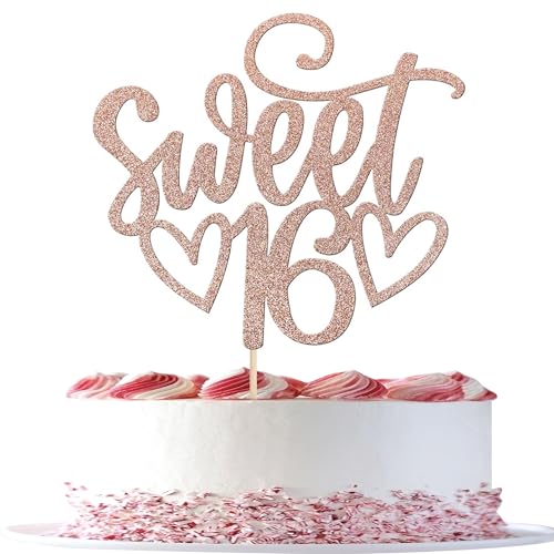 1 Stück Sweet 16 Cake Topper Glitzer Teenager 16th Tortendeko Prost auf 16th Geburtstag Kuchen Deko für Prost bis 16 Thema Geburtstag Jahrestag Party Kuchen Dekorationen Rosegold 1 Stück Sweet 16 Cake Topper Glitzer Teenager 16th Tortendeko Prost auf 16th Geburtstag Kuchen Deko für Prost bis 16 Thema Geburtstag Jahrestag Party Kuchen Dekorationen Rosegold von SYKYCTCY