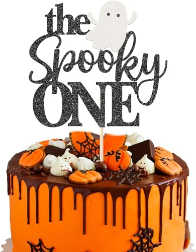 1 Stück The Spooky One Cake Topper Glitzer The Spooky One Halloween Geburtstag Tortendeko 1. Geburtstag Goast Kuchen Dekorationen für Halloween Kinder Geburtstag Party Supplies Schwarz von SYKYCTCY