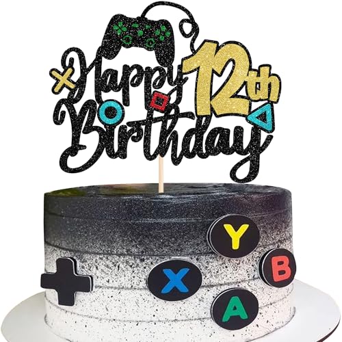 1 Stück Videospiel Happy 12th Birthday Cake Topper Glitzer Videospiel Tortendeko Spielkonsolen Kuchen Deko für Gaming Thema Jungen Mädchen 12th Geburtstag Party Kuchen Dekorationen 1 Stück Videospiel Happy 12th Birthday Cake Topper Glitzer Videospiel Tortendeko Spielkonsolen Kuchen Deko für Gaming Thema Jungen Mädchen 12th Geburtstag Party Kuchen Dekorationen von SYKYCTCY
