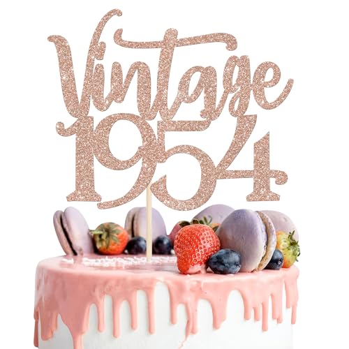 1 Stück Vintage 1954 Tortendeko Siebzig Awesome Since 1954 Kuchen Deko Happy 70 Fabulous 1954 Cake Topper für 70th Geburtstag Hochzeit Jahrestag Party Torten Dekorationen Rosegold von SYKYCTCY