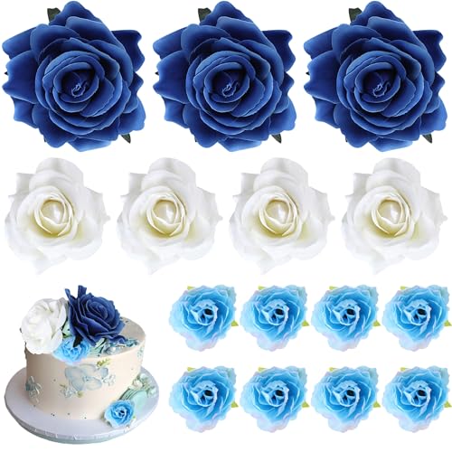 10 Stück Boho Blume Tortendeko Sets 3D DIY Rosen Cake Toppers Künstliche Blume Kuchen Deko Wiederverwendbar Rosenblüten Kuchen Dkorationen für Baby Dusche Hochzeit Geburtstag Party Blau Weiß 10 Stück Boho Blume Tortendeko Sets 3D DIY Rosen Cake Toppers Künstliche Blume Kuchen Deko Wiederverwendbar Rosenblüten Kuchen Dkorationen für Baby Dusche Hochzeit Geburtstag Party Blau Weiß von SYKYCTCY
