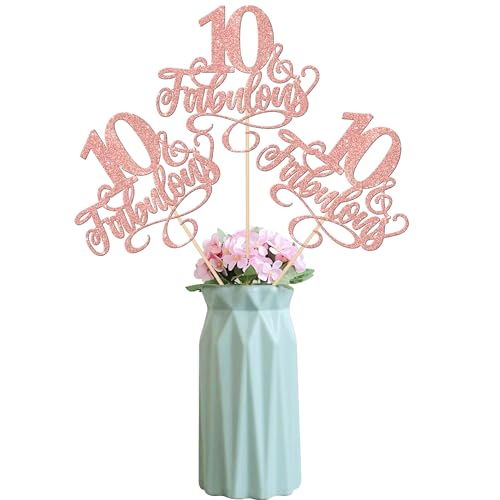 12 Stück 10 & Fabulous Tortendeko Glitzer Ten and Fabluous 10th Assembled Geburtstag Tischblume Tafelaufsatz Sticks für Cheers to 10 Jahre alt Kuchen Deko Geburtstag Party Cupcake Toppers Rosegold 12 Stück 10 & Fabulous Tortendeko Glitzer Ten and Fabluous 10th Assembled Geburtstag Tischblume Tafelaufsatz Sticks für Cheers to 10 Jahre alt Kuchen Deko Geburtstag Party Cupcake Toppers Rosegold von SYKYCTCY