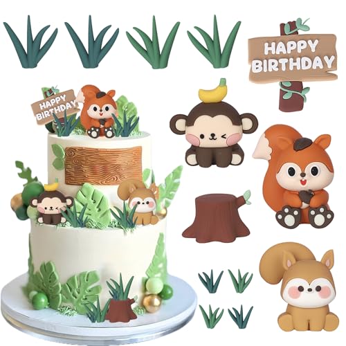 13 Stück Safari Tier Tortendeko Dschungel Wilder Affe Fuchs Eichhörnchen Kuchen Deko Tropisches Weichgummi Gras Cupcake Toppers für Baby Dusche Kinder Geburtstag Party Kuchen Dekoration 13 Stück Safari Tier Tortendeko Dschungel Wilder Affe Fuchs Eichhörnchen Kuchen Deko Tropisches Weichgummi Gras Cupcake Toppers für Baby Dusche Kinder Geburtstag Party Kuchen Dekoration von SYKYCTCY
