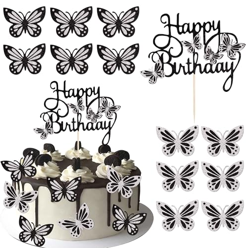 13 Stück Schmetterling Tortendeko Schmetterlinge Kuchen Deko 3D Butterfly Cupckake Toppers für Schmetterling Thema Baby Dusche Braut Dusche Jungen Mädchen Geburtstag Party Kuchen Dekorationen Schwarz 13 Stück Schmetterling Tortendeko Schmetterlinge Kuchen Deko 3D Butterfly Cupckake Toppers für Schmetterling Thema Baby Dusche Braut Dusche Jungen Mädchen Geburtstag Party Kuchen Dekorationen Schwarz von SYKYCTCY