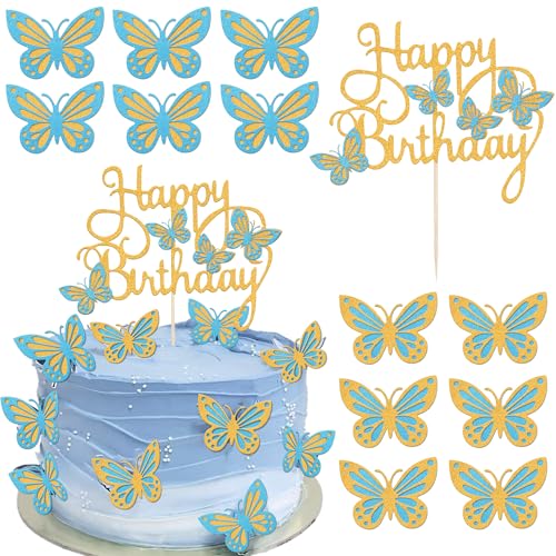 13 Stück Schmetterling Tortendeko Schmetterlinge Kuchen Deko 3D Butterfly Cupckake Toppers für Schmetterling Thema Baby Dusche Braut Dusche Kinder Geburtstag Party Kuchen Dekorationen Gold Blau 13 Stück Schmetterling Tortendeko Schmetterlinge Kuchen Deko 3D Butterfly Cupckake Toppers für Schmetterling Thema Baby Dusche Braut Dusche Kinder Geburtstag Party Kuchen Dekorationen Gold Blau von SYKYCTCY