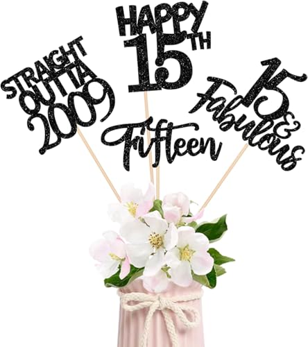 15 Stück Straight Outta 2009 Tischdeko Montiert Glitzer 15 Fabulous Happy 15th Fifteen Awesome Since 2009 Wabe Dekorationen für 15th Geburtstag Jahrestag Thema Party Tischdeko Zubehör Schwarz 15 Stück Straight Outta 2009 Tischdeko Montiert Glitzer 15 Fabulous Happy 15th Fifteen Awesome Since 2009 Wabe Dekorationen für 15th Geburtstag Jahrestag Thema Party Tischdeko Zubehör Schwarz von SYKYCTCY