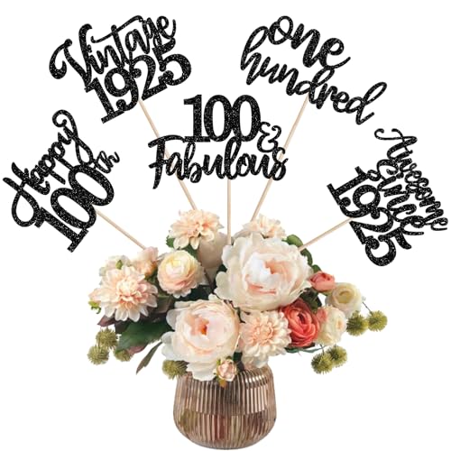 15 Stück Vintage 1925 Tortendeko Happy 100th Awesome Since 1925 Kuchen Deko 100 Fabulous Cake Toppers für Prost auf 100 Jahre Geburtstag Hochzeitstag Party Kuchen Dekorationen Schwarz 15 Stück Vintage 1925 Tortendeko Happy 100th Awesome Since 1925 Kuchen Deko 100 Fabulous Cake Toppers für Prost auf 100 Jahre Geburtstag Hochzeitstag Party Kuchen Dekorationen Schwarz von SYKYCTCY