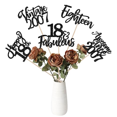 15 Stück Vintage 2007 Cake Toppers Happy 18th Eighteen Awesome Since 2007 Tortendeko 18 Fabulous Kuchen Deko für Prost auf 18 Jahre Geburtstag Hochzeitstag Party Kuchen Dekorationen Schwarz 15 Stück Vintage 2007 Cake Toppers Happy 18th Eighteen Awesome Since 2007 Tortendeko 18 Fabulous Kuchen Deko für Prost auf 18 Jahre Geburtstag Hochzeitstag Party Kuchen Dekorationen Schwarz von SYKYCTCY