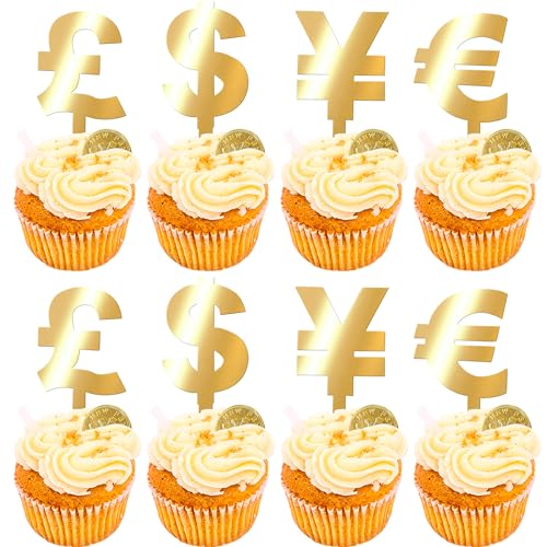 20 Stück Währung Symbol Tortendeko Glitzer Acryl Geburtstag Kuchen Deko Feiern Sie Geburtstag Kuchen Dekoration Acrylic Cake Toppers für Baby Shower Geburtstag Jahrestag Acryl Torten Dekoration von SYKYCTCY