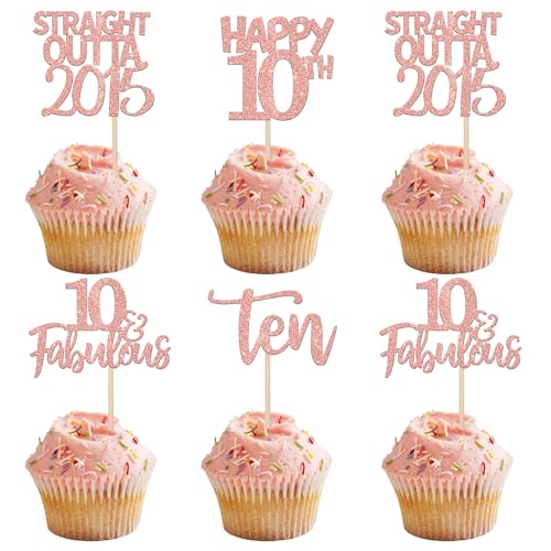 24 Stück 10th Geburtstag Tortendeko Straight Outta 2015 Cupcake Toppers Ten Awesome Since 2015 Kuchen Deko für 10. Geburtstag Jahrestag Party Kuchen Dekorationen Rosegold 24 Stück 10th Geburtstag Tortendeko Straight Outta 2015 Cupcake Toppers Ten Awesome Since 2015 Kuchen Deko für 10. Geburtstag Jahrestag Party Kuchen Dekorationen Rosegold von SYKYCTCY