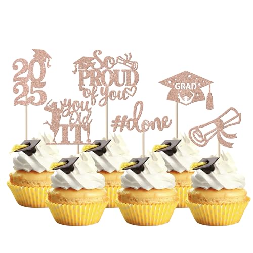24 Stück 2025 Abschluss Tortendeko, 2025 Graduation Cupcake Toppers So Proud of You Kuchen Deko Grade Cap Torten Dekorationen für 2025 Abschluss Party Kuchen Dekoration Rosegold 24 Stück 2025 Abschluss Tortendeko, 2025 Graduation Cupcake Toppers So Proud of You Kuchen Deko Grade Cap Torten Dekorationen für 2025 Abschluss Party Kuchen Dekoration Rosegold von SYKYCTCY