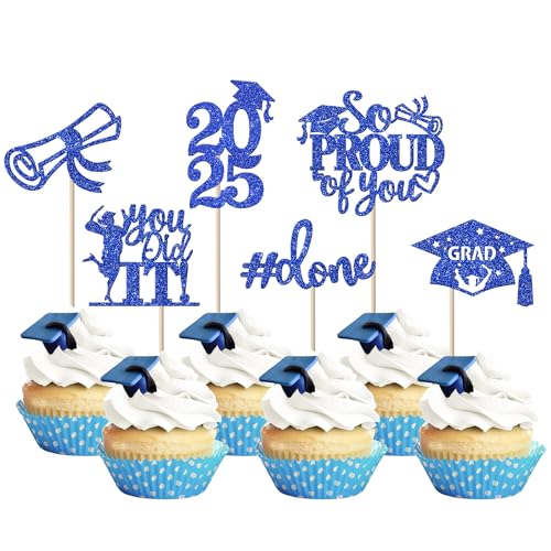 24 Stück 2025 Abschluss Tortendeko, 2025 Graduation Cupcake Toppers So Proud of You Kuchen Deko Grade Cap Torten Dekorationen für 2025 Abschluss Party Kuchen Dekoration Blau 24 Stück 2025 Abschluss Tortendeko, 2025 Graduation Cupcake Toppers So Proud of You Kuchen Deko Grade Cap Torten Dekorationen für 2025 Abschluss Party Kuchen Dekoration Blau von SYKYCTCY