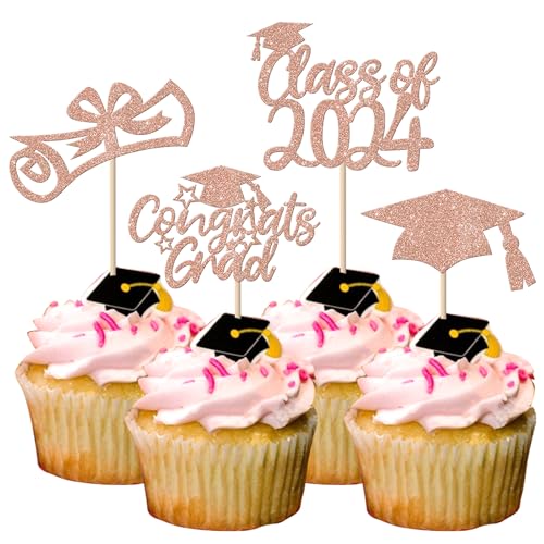 24 Stück 2024 Abschluss Tortendeko Glitzer Class of 2024 Diploma Grad Cap Kuchen Deko 2024 Graduation Cupcake Toppers für Schule 2024 Absolvent Thema Party Kuchen Dekoration Rosegold 24 Stück 2024 Abschluss Tortendeko Glitzer Class of 2024 Diploma Grad Cap Kuchen Deko 2024 Graduation Cupcake Toppers für Schule 2024 Absolvent Thema Party Kuchen Dekoration Rosegold von SYKYCTCY