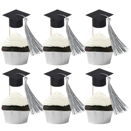 24 Stück 2025 Abschluss Kappe Tortendeko mit Quaste Cupcake Dekorationen Congrats Grad Cap Cupcake Toppers Class of 2025 Kuchen Deko für 2025 Graduierung Thema Party Kuchen Dekorationen Schwarz Silber 24 Stück 2025 Abschluss Kappe Tortendeko mit Quaste Cupcake Dekorationen Congrats Grad Cap Cupcake Toppers Class of 2025 Kuchen Deko für 2025 Graduierung Thema Party Kuchen Dekorationen Schwarz Silber von SYKYCTCY