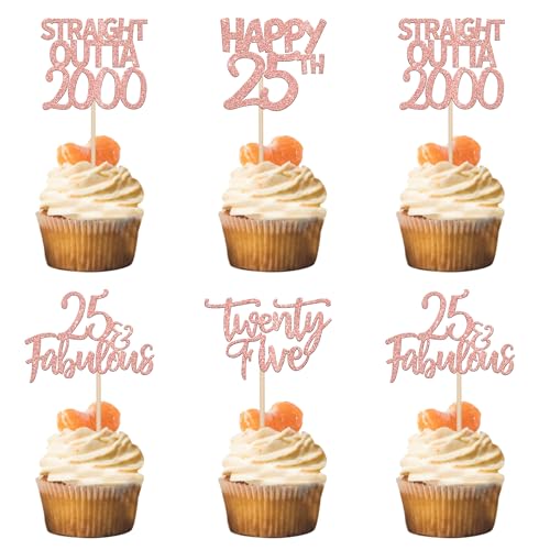 24 Stück 25th Geburtstag Tortendeko Straight Outta 2000 Cupcake Toppers Twenty-five Awesome Since 2000 Kuchen Deko für 25. Geburtstag Jahrestag Party Kuchen Dekorationen Rosegold 24 Stück 25th Geburtstag Tortendeko Straight Outta 2000 Cupcake Toppers Twenty-five Awesome Since 2000 Kuchen Deko für 25. Geburtstag Jahrestag Party Kuchen Dekorationen Rosegold von SYKYCTCY