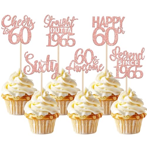 24 Stück 60th Geburtstag Cupcake Toppers Glitzer Straight Outta 1965 Kuchen Deko Sixty Happy 60th Tortendeko für Prost auf 60 Jahre Geburtstag Hochzeit Jahrestag Party Kuchen Dekoration Rosegold 24 Stück 60th Geburtstag Cupcake Toppers Glitzer Straight Outta 1965 Kuchen Deko Sixty Happy 60th Tortendeko für Prost auf 60 Jahre Geburtstag Hochzeit Jahrestag Party Kuchen Dekoration Rosegold von SYKYCTCY
