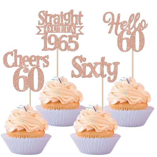 24 Stück 60th Geburtstag Cupcake Toppers Glitzer Straight Outta 1965 Kuchen Deko Sixty Hello 60 Tortendeko für Prost auf 60 Jahre Geburtstag Hochzeit Jahrestag Party Kuchen Dekoration Rosegold 24 Stück 60th Geburtstag Cupcake Toppers Glitzer Straight Outta 1965 Kuchen Deko Sixty Hello 60 Tortendeko für Prost auf 60 Jahre Geburtstag Hochzeit Jahrestag Party Kuchen Dekoration Rosegold von SYKYCTCY