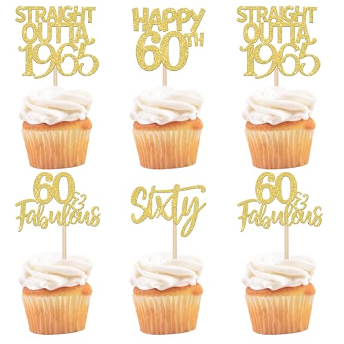 24 Stück 60th Geburtstag Tortendeko Straight Outta 1965 Cupcake Toppers Sixty Awesome Since 1965 Cupcake Picks 60 fabelhafte Tortendekorationen für 60. Geburtstag Gold 24 Stück 60th Geburtstag Tortendeko Straight Outta 1965 Cupcake Toppers Sixty Awesome Since 1965 Cupcake Picks 60 fabelhafte Tortendekorationen für 60. Geburtstag Gold von SYKYCTCY