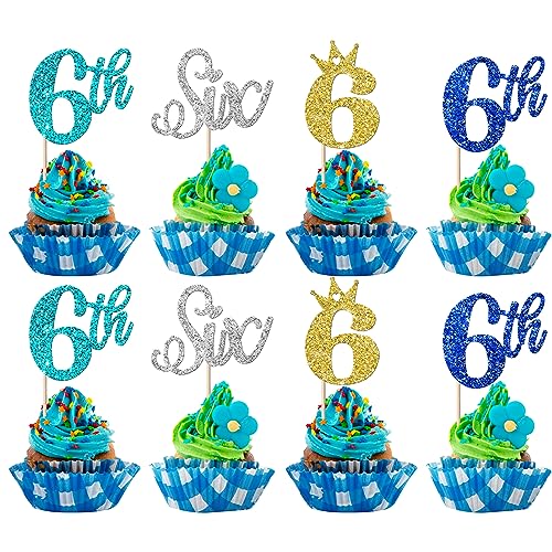 24 Stück 6th Geburtstag Cupcake Toppers Glitzer Sechste Geburtstag Tortendeko Six Kuchen Deko mit Crown Happy Birthday Kuchen Dekorationen für Baby Dusche Jahrestag Party Neu Buntes 24 Stück 6th Geburtstag Cupcake Toppers Glitzer Sechste Geburtstag Tortendeko Six Kuchen Deko mit Crown Happy Birthday Kuchen Dekorationen für Baby Dusche Jahrestag Party Neu Buntes von SYKYCTCY