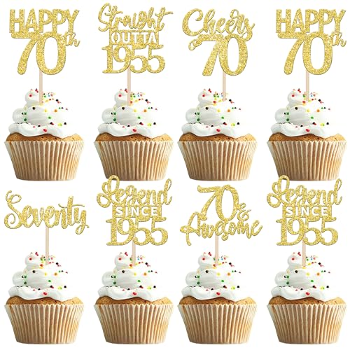 24 Stück 70th Geburtstag Cupcake Toppers Glitzer Straight Outta 1955 Kuchen Deko Happy 70th Tortendeko für Prost auf 70 Jahre Geburtstag Hochzeit Jahrestag Party Kuchen Dekoration Gold 24 Stück 70th Geburtstag Cupcake Toppers Glitzer Straight Outta 1955 Kuchen Deko Happy 70th Tortendeko für Prost auf 70 Jahre Geburtstag Hochzeit Jahrestag Party Kuchen Dekoration Gold von SYKYCTCY