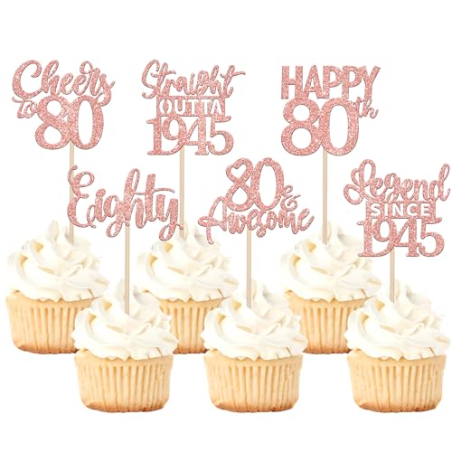 24 Stück 80th Geburtstag Cupcake Toppers Glitzer Straight Outta 1945 Kuchen Deko Happy 80th Tortendeko für Prost auf 80 Jahre Geburtstag Hochzeit Jahrestag Party Kuchen Dekoration Rosegold 24 Stück 80th Geburtstag Cupcake Toppers Glitzer Straight Outta 1945 Kuchen Deko Happy 80th Tortendeko für Prost auf 80 Jahre Geburtstag Hochzeit Jahrestag Party Kuchen Dekoration Rosegold von SYKYCTCY