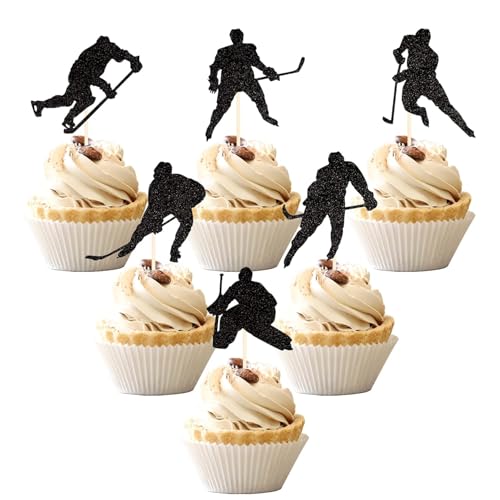 24 Stück Eishockey Tortendeko Glitzer Hockey Cupcake Toppers Eishockey Spieler Kuchen Deko für Hockey Sport Thema Baby Dusche Jungen Mädchen Geburtstag Party Kuchen Dekorationen Schwrz 24 Stück Eishockey Tortendeko Glitzer Hockey Cupcake Toppers Eishockey Spieler Kuchen Deko für Hockey Sport Thema Baby Dusche Jungen Mädchen Geburtstag Party Kuchen Dekorationen Schwrz von SYKYCTCY