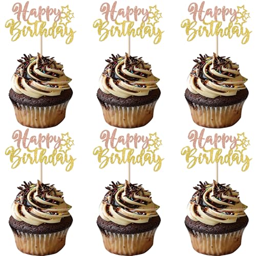 24 Stück Geburtstag Kuchen Deko Happy Birthday Cupcake Toppers Glitzer Alles Gute zum Geburtstag Tortendeko für Baby Dusche Kinder Party Kuchen Dekorationen Rosegold Gold 24 Stück Geburtstag Kuchen Deko Happy Birthday Cupcake Toppers Glitzer Alles Gute zum Geburtstag Tortendeko für Baby Dusche Kinder Party Kuchen Dekorationen Rosegold Gold von SYKYCTCY