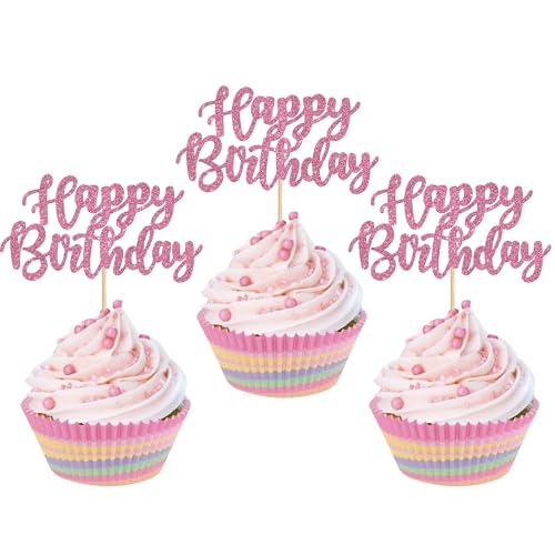 24 Stück Geburtstag Tortendeko Happy Birthday Cupcake Toppers Glitzer Alles Gute zum Geburtstag Kuchen Deko für Baby Dusche Kinder Party Kuchen Dekorationen Rosa 24 Stück Geburtstag Tortendeko Happy Birthday Cupcake Toppers Glitzer Alles Gute zum Geburtstag Kuchen Deko für Baby Dusche Kinder Party Kuchen Dekorationen Rosa von SYKYCTCY