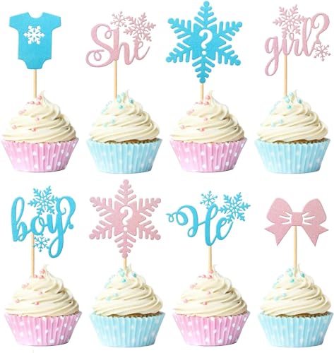 24 Stück Gender Reveal Tortendeko Glitzer Schneeflocken Cupcake Toppers Junge oder Mädchen Kuchen Deko Winter Eingefroren Baby Dusche Geburtstag Kuchen Dekorationen Rosa Blau 24 Stück Gender Reveal Tortendeko Glitzer Schneeflocken Cupcake Toppers Junge oder Mädchen Kuchen Deko Winter Eingefroren Baby Dusche Geburtstag Kuchen Dekorationen Rosa Blau von SYKYCTCY