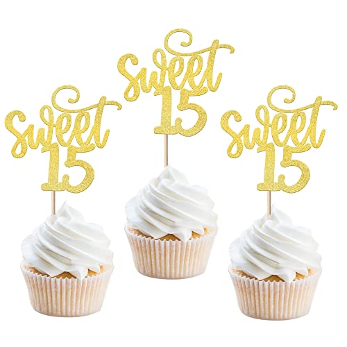24 Stück Glitzernder Sweet Teenager 15 Cupcake Topper Süßes 15 Kuchendekoration Jungen Mädchen Happy 15th Birthday Tortendeko Geburtstag Teenager Geburtstag Party Prost Kuchen Dekoendeko Gold 24 Stück Glitzernder Sweet Teenager 15 Cupcake Topper Süßes 15 Kuchendekoration Jungen Mädchen Happy 15th Birthday Tortendeko Geburtstag Teenager Geburtstag Party Prost Kuchen Dekoendeko Gold von SYKYCTCY
