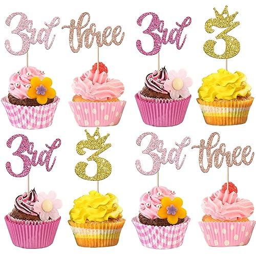 24 Stück Happy Birhtday Cupcake Toppers Glitzer Happy 3rd Geburtstag Tortendeko für Crown Three Geburtstag Cupcake Picks Dritte Geburtstag Kuchen Dekorationen für Baby Dusche Jahrestag Party Buntes 24 Stück Happy Birhtday Cupcake Toppers Glitzer Happy 3rd Geburtstag Tortendeko für Crown Three Geburtstag Cupcake Picks Dritte Geburtstag Kuchen Dekorationen für Baby Dusche Jahrestag Party Buntes von SYKYCTCY