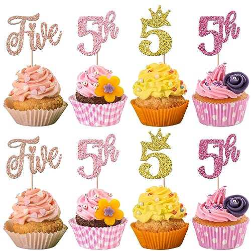 24 Stück Happy Birhtday Cupcake Toppers Glitzer Happy 5th Geburtstag Tortendeko für Crown Five Geburtstag Cupcake Picks Fünfte Geburtstag Kuchen Dekorationen für Baby Dusche Jahrestag Party Buntes 24 Stück Happy Birhtday Cupcake Toppers Glitzer Happy 5th Geburtstag Tortendeko für Crown Five Geburtstag Cupcake Picks Fünfte Geburtstag Kuchen Dekorationen für Baby Dusche Jahrestag Party Buntes von SYKYCTCY