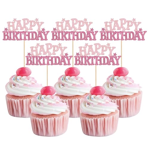 24 Stück Happy Birthday Cupcake Toppers Glitzer Feiern Sie Geburtstag Tortendeko Alles Gute zum Geburtstag Kuchen Deko für Baby Dusche Kinder Party Kuchen Dekorationen Rosa 24 Stück Happy Birthday Cupcake Toppers Glitzer Feiern Sie Geburtstag Tortendeko Alles Gute zum Geburtstag Kuchen Deko für Baby Dusche Kinder Party Kuchen Dekorationen Rosa von SYKYCTCY