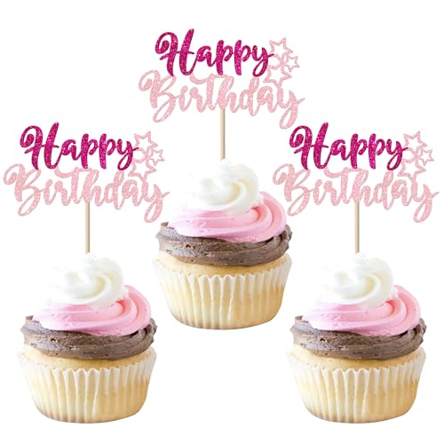 24 Stück Happy Birthday Tortendeko Glitzer Feiern Sie Geburtstag Kuchen Deko Alles Gute zum Geburtstag Cupcake Toppers für Baby Dusche Kinder Party Kuchen Dekoration Roserot Rosa 24 Stück Happy Birthday Tortendeko Glitzer Feiern Sie Geburtstag Kuchen Deko Alles Gute zum Geburtstag Cupcake Toppers für Baby Dusche Kinder Party Kuchen Dekoration Roserot Rosa von SYKYCTCY
