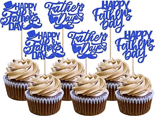 24 Stück Happy Father's Day Tortendeko Glitzer Best Dad Cupcake Toppers Love Dad Moustache Hat Kuchen Deko für Father's Day Thema Party Männer Geburtstag Party Tortendekoration Blau 24 Stück Happy Father's Day Tortendeko Glitzer Best Dad Cupcake Toppers Love Dad Moustache Hat Kuchen Deko für Father's Day Thema Party Männer Geburtstag Party Tortendekoration Blau von SYKYCTCY