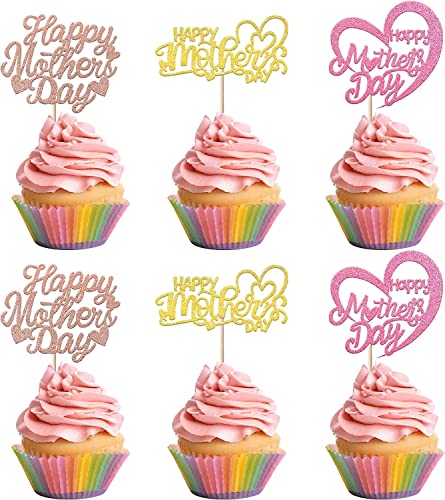 24 Stück Happy Mother's Day Tortendeko, Glitzer Herz Cake Toppers Kuchen Deko Cupcke Toppers für Glücklicher Muttertag Thema Frauen Geburtstag Party Supplies Buntes 24 Stück Happy Mother's Day Tortendeko, Glitzer Herz Cake Toppers Kuchen Deko Cupcke Toppers für Glücklicher Muttertag Thema Frauen Geburtstag Party Supplies Buntes von SYKYCTCY