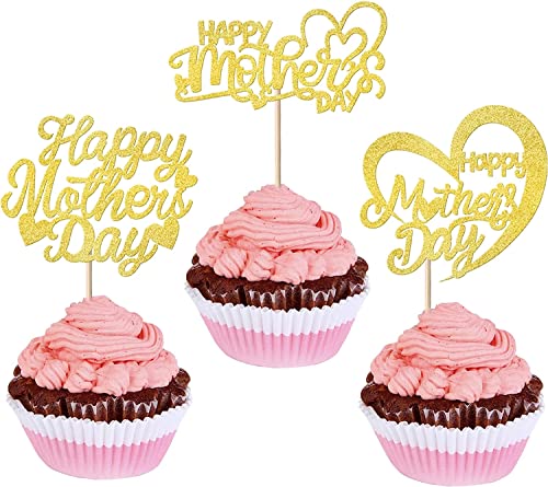 24 Stück Happy Mother's Day Tortendeko, Glitzer Herz Cake Toppers Kuchen Deko Cupcke Toppers für Glücklicher Muttertag Thema Frauen Geburtstag Party Supplies Gold 24 Stück Happy Mother's Day Tortendeko, Glitzer Herz Cake Toppers Kuchen Deko Cupcke Toppers für Glücklicher Muttertag Thema Frauen Geburtstag Party Supplies Gold von SYKYCTCY