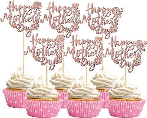 24 Stück Happy Mother's Day Tortendeko Glitter Liebe Herz Rose Blume Beste Mutter Cupcake Topper Deko Kuchen für glückliche Muttertag Thema Frauen Geburtstag Party Kuchen Dekorationen Zubehör Rosegold 24 Stück Happy Mother's Day Tortendeko Glitter Liebe Herz Rose Blume Beste Mutter Cupcake Topper Deko Kuchen für glückliche Muttertag Thema Frauen Geburtstag Party Kuchen Dekorationen Zubehör Rosegold von SYKYCTCY