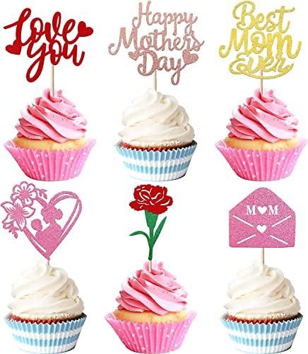 24 Stück Happy Mother's Day Tortendeko Glitzer Rose Briefkasten Love You Mom Kuchen Dekoendeko Cupcake Toppers Best Mom Torten Dekorationen für Muttertag Partyzubehör Bunt 24 Stück Happy Mother's Day Tortendeko Glitzer Rose Briefkasten Love You Mom Kuchen Dekoendeko Cupcake Toppers Best Mom Torten Dekorationen für Muttertag Partyzubehör Bunt von SYKYCTCY