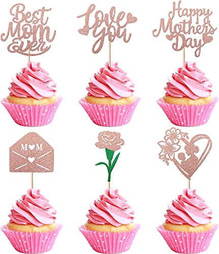 24 Stück Happy Mother's Day Tortendeko Glitzer Rose Briefkasten Love You Mom Kuchen Dekoendeko Cupcake Toppers Best Mom Torten Dekorationen für Muttertag Partyzubehör Rosegold 24 Stück Happy Mother's Day Tortendeko Glitzer Rose Briefkasten Love You Mom Kuchen Dekoendeko Cupcake Toppers Best Mom Torten Dekorationen für Muttertag Partyzubehör Rosegold von SYKYCTCY