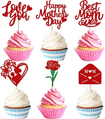 24 Stück Happy Mother's Day Tortendeko Glitzer Rose Briefkasten Love You Mom Kuchen Dekoendeko Cupcake Toppers Best Mom Torten Dekorationen für Muttertag Partyzubehör Rot 24 Stück Happy Mother's Day Tortendeko Glitzer Rose Briefkasten Love You Mom Kuchen Dekoendeko Cupcake Toppers Best Mom Torten Dekorationen für Muttertag Partyzubehör Rot von SYKYCTCY