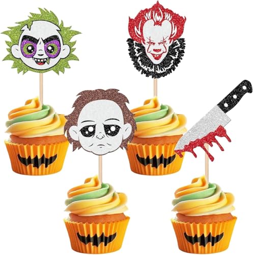 24 Stück Horror Halloween Tortendeko Horror Film Thema Cupcake Toppers Horror Blutiges Messer Kuchen Deko für Halloween Horror Thema Kinder Geburtstag Party Kuchen Dekorationen 24 Stück Horror Halloween Tortendeko Horror Film Thema Cupcake Toppers Horror Blutiges Messer Kuchen Deko für Halloween Horror Thema Kinder Geburtstag Party Kuchen Dekorationen von SYKYCTCY
