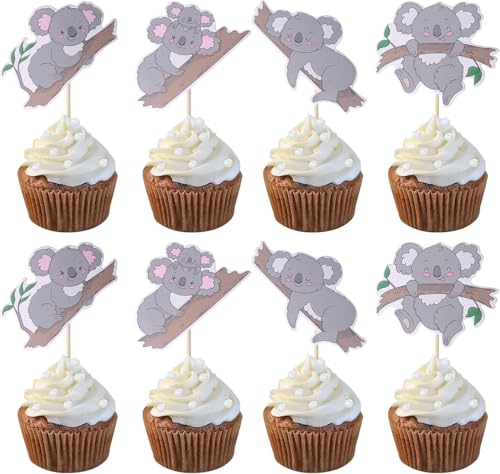 24 Stück Koala Tortendeko Geburtstag Cupcake Toppers Wild Animal Muffin Dekoration Koala Cupcake Tortendeko Baby Shower Geburtstag Thema Party Kuchen Dekorationen Zubehör von SYKYCTCY