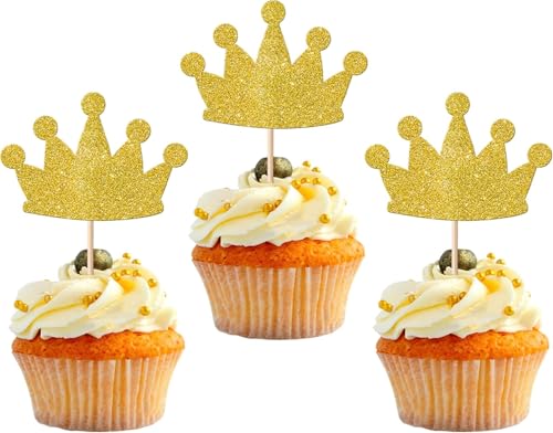 24 Stück Krone Tortendeko Glitzer Prinzessin Mini Krone Kuchen Deko für Baby Dusche Prinzessin Thema Geburtstag Hochzeit Party Kuchen Dekorationen Gold von SYKYCTCY