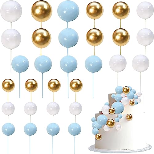 24 Stück Kugeln Tortendeko, Round Mini DIY Cupcake Toppers Geburtstag Kuchen Deko Kugeln für Geburtstag Party Hochzeit Zubehör Valentinstag Baby Shower Kuchen Dekoration Blau Gold Weiß 24 Stück Kugeln Tortendeko, Round Mini DIY Cupcake Toppers Geburtstag Kuchen Deko Kugeln für Geburtstag Party Hochzeit Zubehör Valentinstag Baby Shower Kuchen Dekoration Blau Gold Weiß von SYKYCTCY